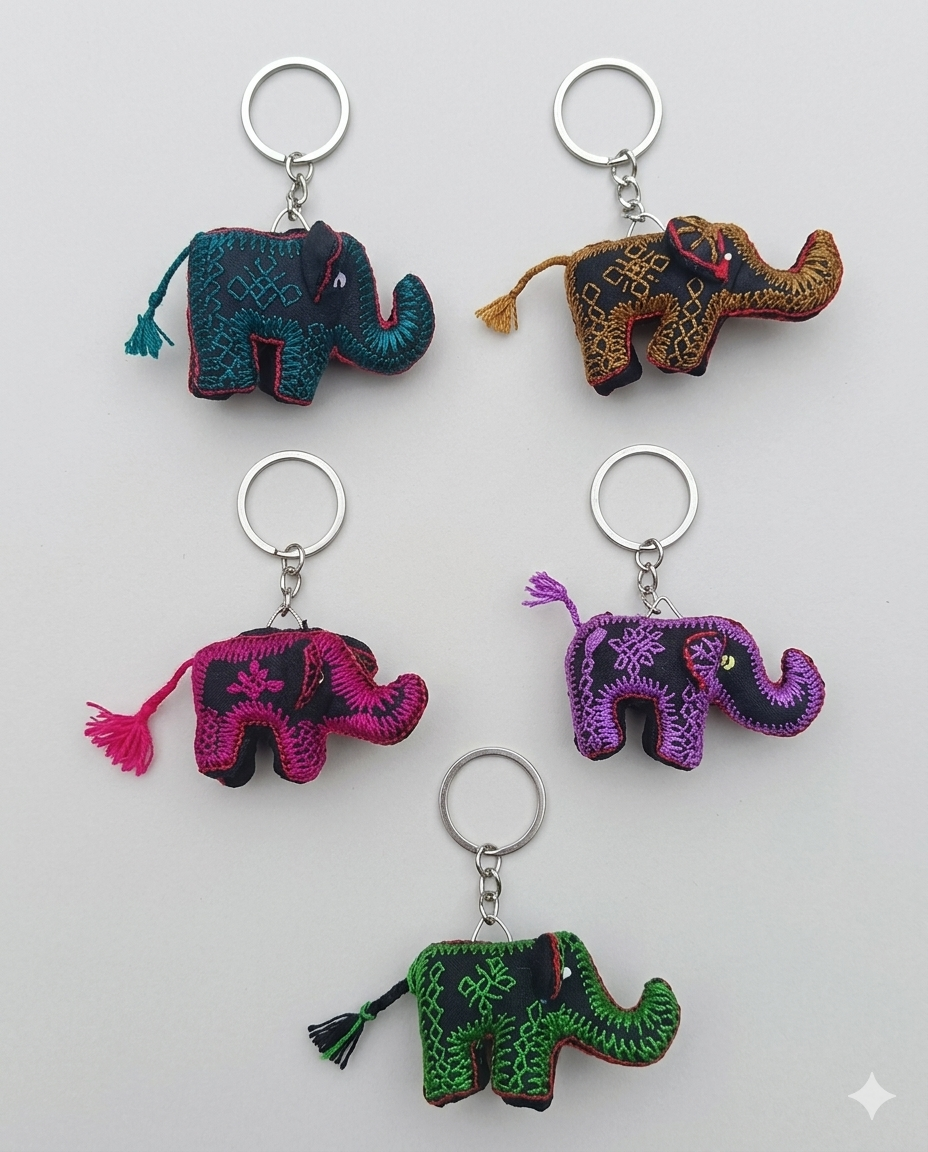 Key chain Elephant-Embroidery (Pack of 05) (KC007)