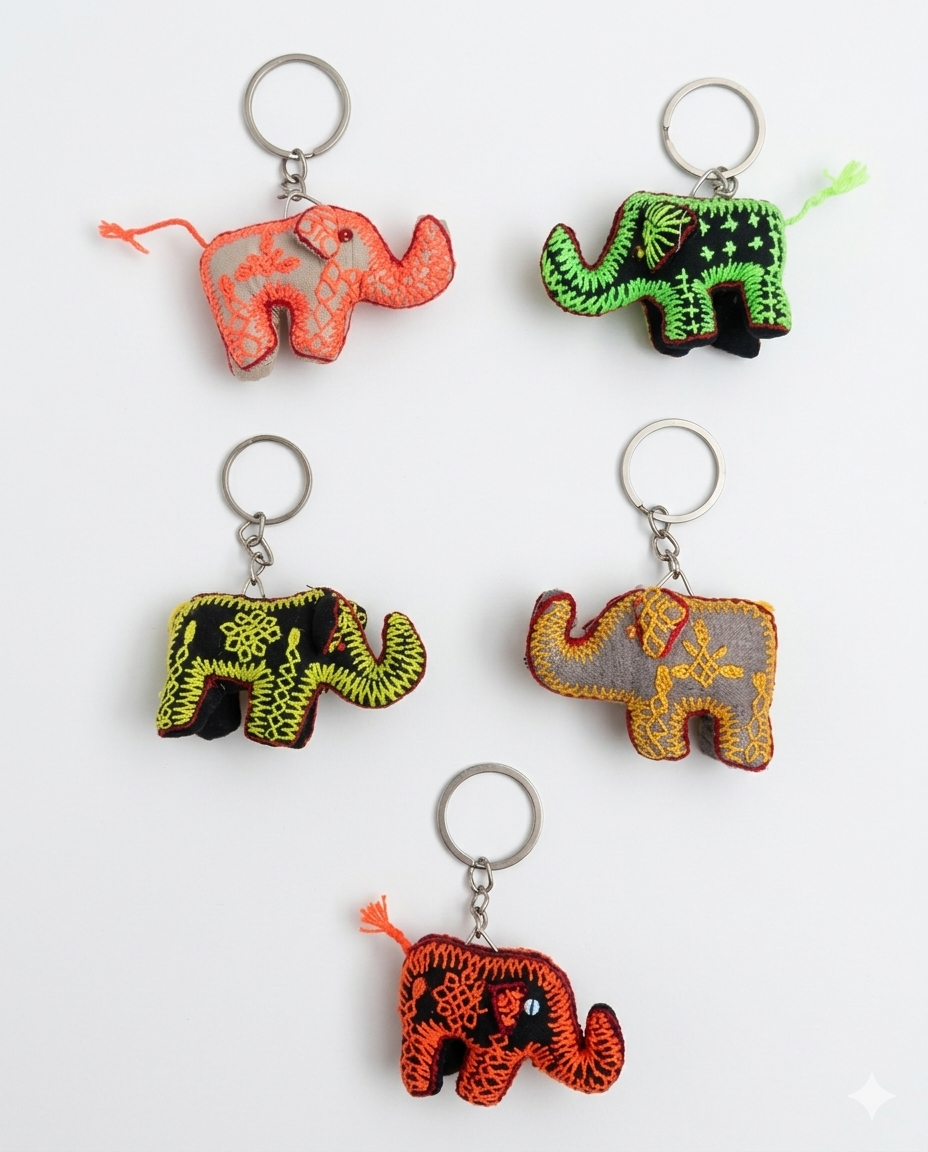 Key chain Elephant-Embroidery (Pack of 05) (KC007)