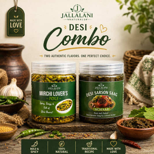 2-Jar Combo – Mirchi Lover's Pickle & Sarson Saag Pickle (500g each)