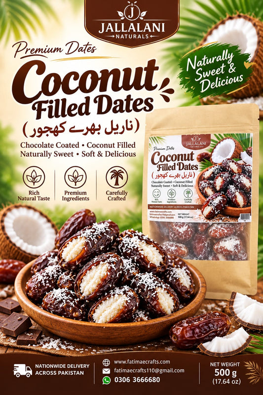 Premium Coconut Filled Dates (ناریل بھرے کھجور) 500g