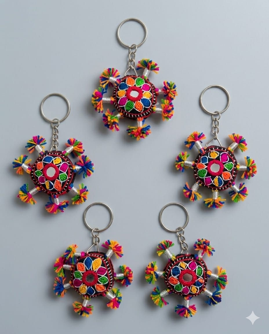 Key Chain Flowers-Embroidery (Pack of 05) (KC003)