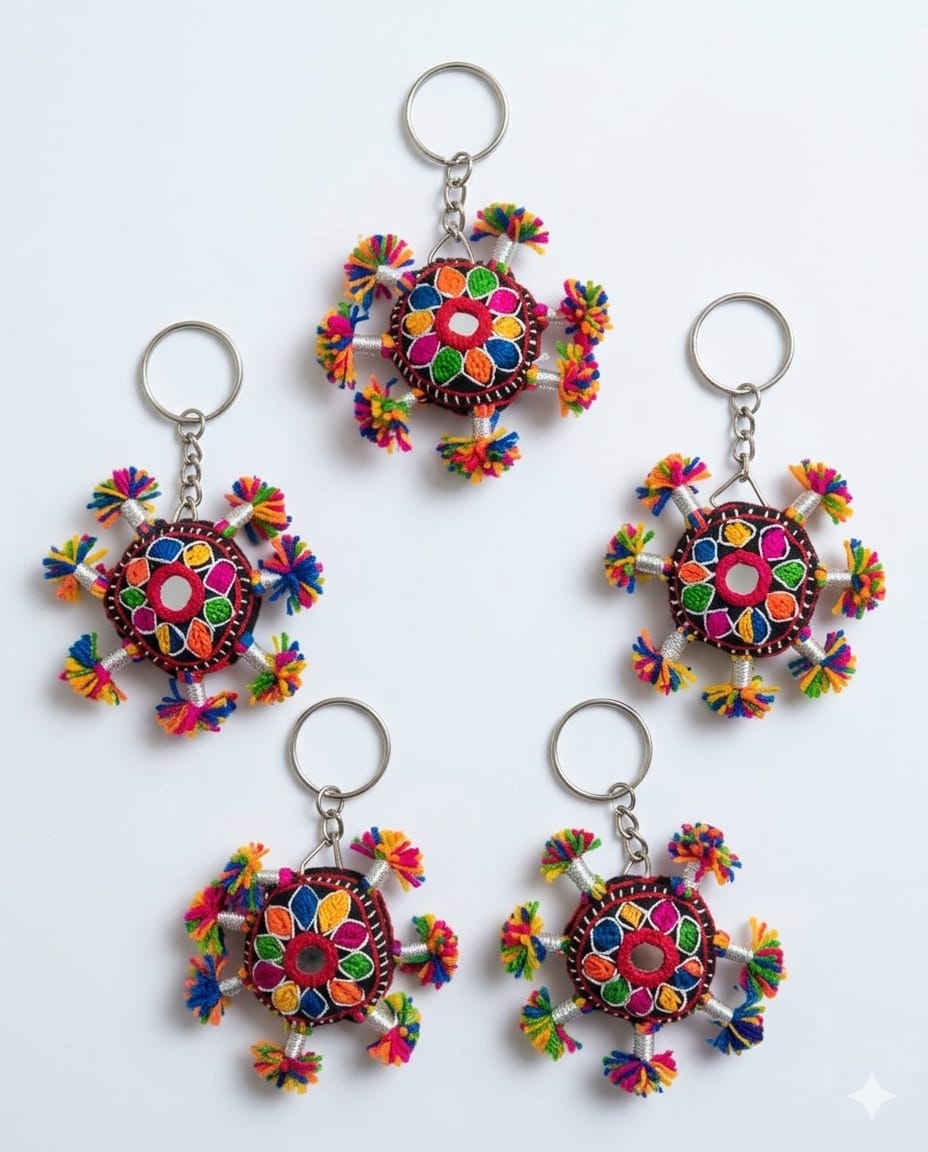 Key Chain Flowers-Embroidery (Pack of 05) (KC003)