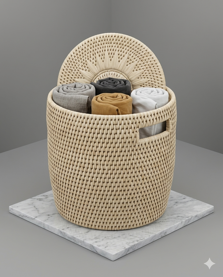 Laundry Basket with Lid (16" X16")(LB008)